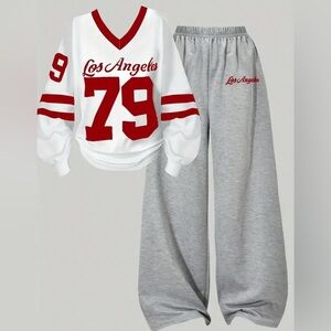 Los Angeles 79 Red and White Jersey with Gray Sweatpants